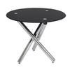 Large Round Dining Table Black Tempered Glass Dining Room Kitchen Lounge Office