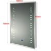 Bathroom Wall Led Mirror Cabinet Metal Back Box Storage with Clock Shaver Socket