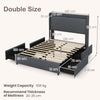 Double Size Bed Frame Upholstered Platform Bed w/ LED Lights