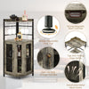 Corner Bar Cabinet Industrial Wine Buffet Cabinet with Glass Holder Mesh Doors