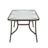 1.5m Brown Garden Table Rectangle Tempered Glass Yard Dining Table Umbrella Hole