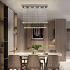 Rectangular Crystal Chandelier Ceiling Lamp Raindrop Light Dining Room Kitchen