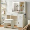Dressing Table With Sliding LED Mirror Hidden Storage& Stool 3 Drawers Shelves