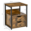Rustic Brown End Table Bedside Cabinet with Drawers Shelf Industrial Nightstand