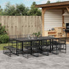 13 Piece Garden Dining Set Black Poly Rattan W0T5