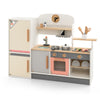 Kids Play Kitchen Set Toddlers Wooden Pretend Kitchen Toy Set w/ Refrigerator
