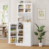 Tall Kitchen Cabinet 4 Door 2 Drawer Buffet Storage Glass Cupboard White Display