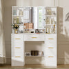 Large Dressing Table with LED Mirror Drawers Modern Makeup Desk Vanity Table Set