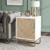 Nightstand 2-tier Bedside End Sofa Coffee Table Storage Table w/Gold Metal Legs