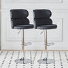 Set of 2 Black Velvet Bar Stools High Back Breakfast Kitchen Chair Bar Bistro
