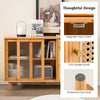 Kitchen Buffet Sideboard Storage Cabinet Cupboard w/ Tempered Glass Sliding Door