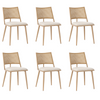 Modern Dining Chairs Set of 6 Kitchen Chairs with Rattan Backrest & Padded Seat