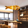Wooden Rattan Pendant Light Fish Shape Hanging Ceiling Lamp LED Chandelier Shade
