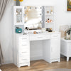 White Dressing VanityTable Wood Makeup Desk with LED Mirror 6 Drawers 2 cabinet