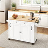 Rolling Kitchen Island Cart on Wheels with Drop-Leaf Countertop and 4 Drawers