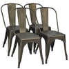 4 Pcs Kitchen Dining Chair Gun Metal Stackable Side Seat Cafe Bar Chairs Gun