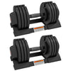 24kg Adjustable Dumbbells Set of 2 4-in-1 Weights Storage Tray Home Gym Fitness