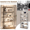 5-Tier Bookshelf Industrial Wood Bookcase Freestanding Display Rack Organizer