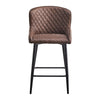 2 pcs Faux Leather / Velvet Bar Stools Diamond Design Soft Upholstered Seat Back