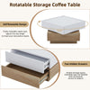 Coffee Table with 360° Rotating Square Coffee Storage Table with 2 Drawers Oak