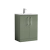 600mm Green Floor Standing 2 Door Vanity & Curved Basin Chrome