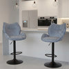 2x Swivel Adjustable Kitchen Breakfast Bar Stools Crushed Velvet Padded Barstool