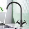 Stainless Steel Kitchen Sink Faucet Mixer Tap Spout Dual Lever Pipe Kits