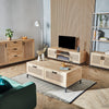 Rattan TV Unit Cabinet Stand Wood Effect 2 Door Storage Shelves | VonHaus