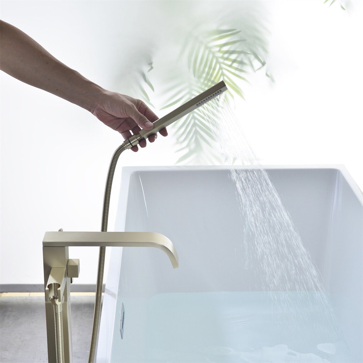 Brass Bathroom Bathtub Mixer Taps Bath Filler Spout And Handheld Shower Set UK