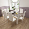 Solid Dining Table and Chairs Set w/ 6 PU Faux Leather Seat Kitchen Furniture
