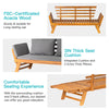 Acacia Wood Garden Sofa Bed Folding Daybed Collapsible Chaise Lounge w/ Cushion