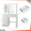 Dressing Table Mirror Drawers Vanity Makeup Desk Stool Set With LED Lights White