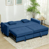 3-Seater Sofa Bed Convertible Velvet-Feel Upholstery Adjustable Backrest Blue