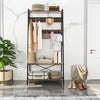Industrial Coat Rack Shoe Bench Hall Tree Entryway Clothes Storage Shelf w/ Hook