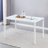4pcs White Faux Leather Dining Chairs & White Marble Glass Dining Table Set