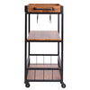 Industrial Kitchen Island Cart 3-Tier Rolling Bar Serving Trolley With Wine Rack
