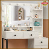White Dressing Table Makeup Desk and 5 Drawers, 11 LED Bulbs Mirror Vanity Set