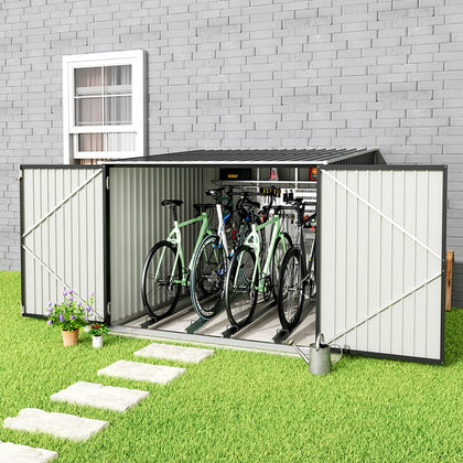 Large Outdoor Garden Bicycle Shed Bike Tool Storage Garage 2 Door & 4 Bike Lanes