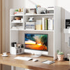Desktop Bookshelf Desk Hutch Shelf for Computer Monitor-White