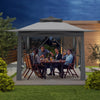 12FT Pop Up Garden Gazebo 3.65x3.65m Heavy Duty Backyard 2-Tier Party Tent