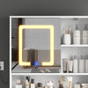 Bathroom Wall Cabinet LED Mirror Unit 2 Door Cupboard Storage Shelves Unit White
