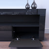120cm TV Unit Cabinet TV Stand Black High Gloss with LED Lights Storage Drawers