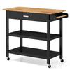 Kitchen Island Dining Room Serving Trolley with 2 Open Shelves-Black