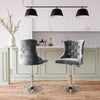 Grey Bar Stools Kitchen Breakfast Chairs with Swivel Gas Lift Adjustable Height
