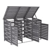 Triple Wheelie Bin Storage Wooden Store Cover Garden Rubbish Dustbin 3 Shed Grey