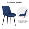 Set of 2 Velvet Dining Chairs Padded Seat Kitchen Chairs Metal Leg Blue Grey