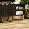 TV Unit, TV Stand Cabinet with Shelves and Storage Cupboard, Black