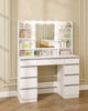 Dressing Table with Led Lights Large Mirror 9 Drawers White Makeup Desk Ambient