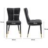 2x Luxury Faux Leather Kitchen Dining Chairs Accent Chairs with Metal Legs Black