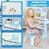 Electronic Kids Piano Toy with Stool 8 Rhythms & 8 Instruments-Blue
